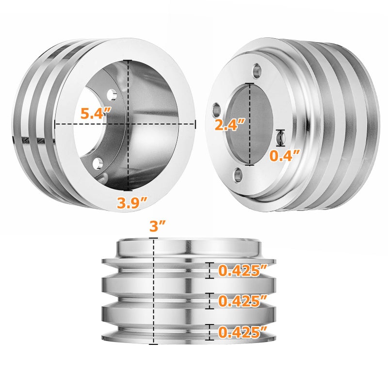WeiSen 3 Groove 3V Crankshaft Pulley V-Belt Compatible with Ford 1969-UP Small Block 302 351w 351C 351W 351M 400M V8 5.0L - Close to Radiator - Image 2